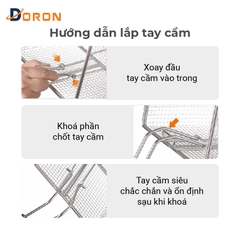 Rổ chiên nhúng điện, vợt chiên DORON chất liệu inox dày dặn chắc chắn