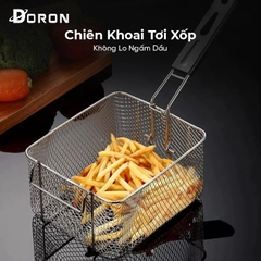 Rổ chiên nhúng điện, vợt chiên DORON chất liệu inox dày dặn chắc chắn