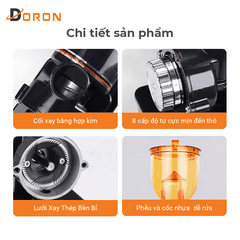 Máy xay cà phê hạt DORON_173,  nghiền cafe 8 cấp độ siêu mịn