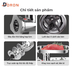 Máy đùn thịt công nghiệp DORON_172, 850W xay thịt đa năng nhồi xúc xích, lạp xưởng