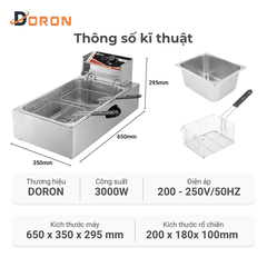Bếp chiên nhúng điện 12L đơn DORON 3000W nhiệt độ cao, sôi cực nhanh