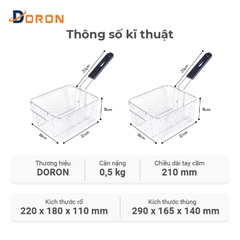 Rổ chiên nhúng điện, vợt chiên DORON chất liệu inox dày dặn chắc chắn