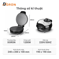 Máy làm ốc quế đơn DORON_123, 1000W làm vỏ ốc quế cuộn