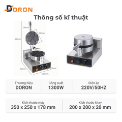 Máy làm bánh waffle công nghiệp đơn DORON_135, nướng bánh kẹp tàn ong khuôn trái tim