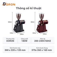 Máy xay cà phê hạt DORON_173,  nghiền cafe 8 cấp độ siêu mịn