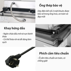 Máy nướng xúc xích, máy làm bánh xúc xích 1650W điều chỉnh 50 - 300 độ, hẹn giờ chính xác