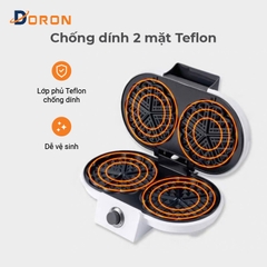 Máy làm bánh waffle đôi DORON 147 1200W điều chỉnh 50 - 250 độ, làm nóng nhanh