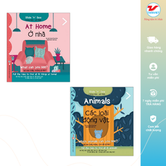 Combo 2 cuốn Sách tương tác Song ngữ - Slide and see cho bé học Tiếng Anh: At home và Animals