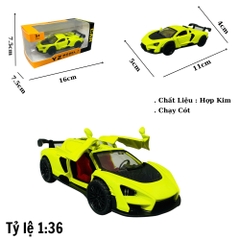 Mô Hình xe Maclaren màu xanh nõn chuối - tỉ lệ 1:36 Hợp kim có thể mở cửa - bánh sau chạy cót - Dài 12cm - rộng 5cm - cao 4cm nặng : 200gram - FULL BOX : box màu - SKU : oto45 - K67-T2-S4
