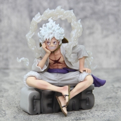 Hàng Cao Cấp -  Mô Hình OnePiece Luffy gear 5 áo trắng ngồi cười tay chống cằm có đế siêu đẹp Cao 15cm - Nặng 500gram , Figure OnePiece - Full Box K18-T3-S2