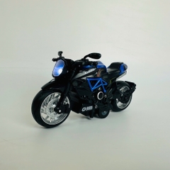 Mô Hình xe Motor Kaiser đen xanh tỉ lệ 1:12 Hợp kim có thể mở cửa - bánh sau chạy cót - Dài 14.5cm - cao 7cm - nặng 500gram - Figure Oto - FULL BOX : box màu - SKU : oto411 -  K66-T4-S8