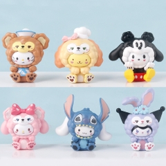 Mô hình kuromi bộ 6 kuromi cosplay blind box - cao 9.5cm - Nặng 500gram - Bọc Túi - Hộp Màu K24-T2-S11