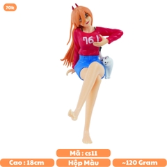 Mô Hình Chainsaw Man Power + mèo đi kèm siêu đẹp - cao 18cm nặng 120g - Figure Chainsaw Man - Có hộp màu - K60-T3-S1