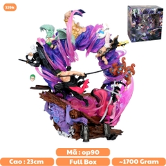 Mô Hình OnePiece Zoro và những bại tướng - Cao 23cm - nặng 1kg7 - FULL BOX - phụ kiện có 2 đầu + 4 kiếm , Figure OnePiece - có vỏ hộp màu - K19-T4-S1