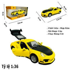 Mô Hình xe poscher vàng lé đen - tỉ lệ 1:36 Hợp kim có thể mở cửa - bánh sau chạy cót - Dài 12cm - rộng 5cm - cao 4cm - nặng : 200gram - FULL BOX : box màu - SKU : oto267 K63-T2-S4