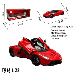 Mô Hình xe laferari đỏ tỉ lệ 1:22 Hợp kim có thể mở cửa - bánh sau chạy cót - Dài 21cm - rộng 9cm - cao 5cm - nặng : 800gram - FULL BOX : box màu SKU : oto281 - K64-T3-S6