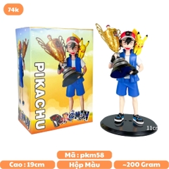 Mô Hình Pokemon Satoshi cầm cúp bản nhỏ - Cao : 19cm - Nặng : 200gram - Figure pokemon - Bọc Túi - Hộp Màu - K9-T2-S3