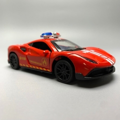 Mô Hình xe Ferrari police 488 GTB Đỏ tỉ lệ 1:43 Hợp kim có thể mở cửa - bánh sau chạy cót - Dài 10cm - cao 3cm - nặng 200gram - Figure Oto - FULL BOX : box màu - K69-T2-S8