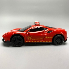 Mô Hình xe Ferrari police 488 GTB Đỏ tỉ lệ 1:43 Hợp kim có thể mở cửa - bánh sau chạy cót - Dài 10cm - cao 3cm - nặng 200gram - Figure Oto - FULL BOX : box màu - K69-T2-S8