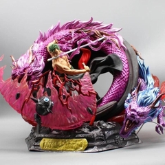 Mô Hình OnePiece Zoro Nhị Long rồng tím đại chiến King - Cao 38cm - nặng 6kg - Box xốp trắng - Hộp carton N2