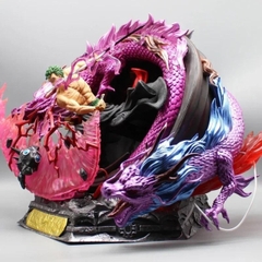 Mô Hình OnePiece Zoro Nhị Long rồng tím đại chiến King - Cao 38cm - nặng 6kg - Box xốp trắng - Hộp carton N2