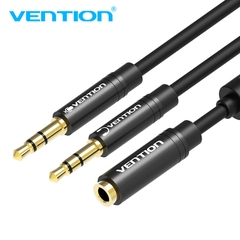 Cáp chuyển đổi Audio 2 cổng 3.5mm male sang 3.5mm female 4 pole Vention