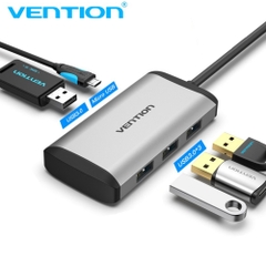 Cáp chuyển đổi USB Type C sang 4 cổng USB 3.0 + nguồn Micro USB Vention dài 15cm