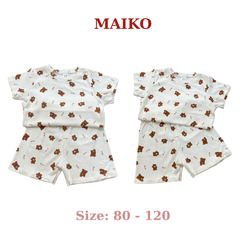 Bộ cotton cộc tay in tràn BÉ TRAI 80-120