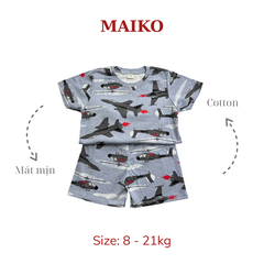 Bộ cotton cộc tay in tràn BÉ TRAI 80-120