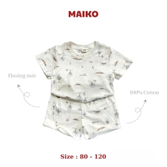 Bộ cotton cộc tay in tràn BÉ TRAI 80-120