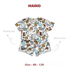 Bộ cotton cộc tay in tràn BÉ TRAI 80-120