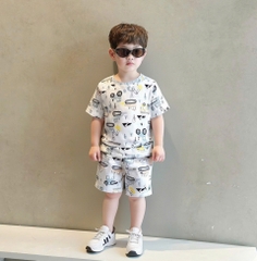 Bộ cotton cộc tay in tràn BÉ TRAI 80-120