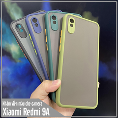 Ốp lưng cho Xiaomi Redmi 9A trong nhám viền màu che camera