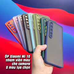 Ốp lưng cho Xiaomi Mi 10 nhám viền màu che camera