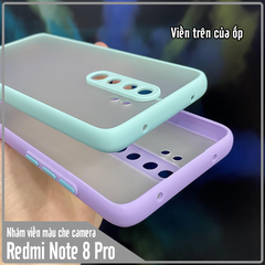 Ốp lưng cho Xiaomi Redmi Note 8 Pro trong nhám viền màu che camera