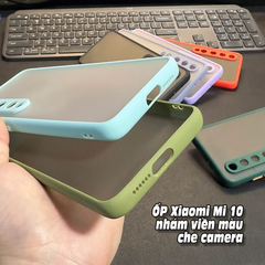 Ốp lưng cho Xiaomi Mi 10 nhám viền màu che camera