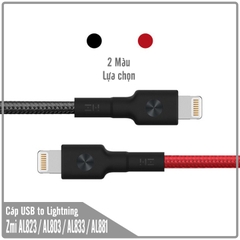 Cáp Lightning ZMi dây dù đạt chuẩn MFi siêu bền AL803 (100cm)