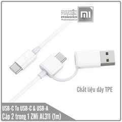 Cáp ZMI 2 trong 1, Type-C to Type-C & USB-A , AL311 (1met)