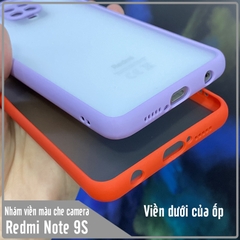 Ốp lưng cho Xiaomi Redmi Note 9S - Note 9 Pro trong nhám viền màu che camera