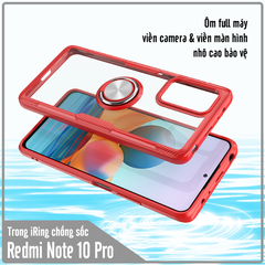 Ốp lưng cho Xiaomi Redmi Note 10 Pro Trong Suốt Chống Sốc iRing Viền Màu