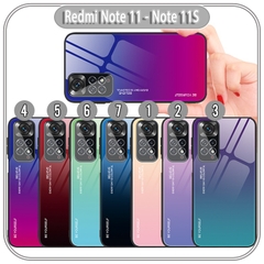 Ốp lưng cho Xiaomi Redmi Note 11 - 11S gương cứng 2 màu Gradient Ver 2 , viền TPU dẻo đen