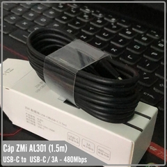 Cáp ZMI Type-C 2 đầu USB-C dài 1m5 - AL301, USB-C to USB-C / 3A - 480 Mbps