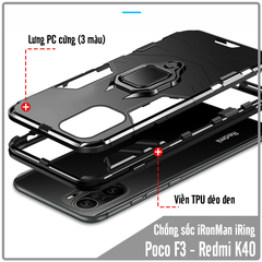Ốp lưng cho Xiaomi Poco F3 - Redmi K40 iRON MAN IRING Nhựa PC cứng viền dẻo chống sốc