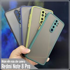 Ốp lưng cho Xiaomi Redmi Note 8 Pro trong nhám viền màu che camera