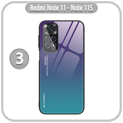 Ốp lưng cho Xiaomi Redmi Note 11 - 11S gương cứng 2 màu Gradient Ver 2 , viền TPU dẻo đen