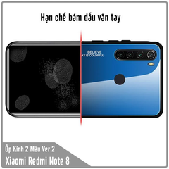 Ốp lưng Xiaomi Redmi Note 8 gương cứng 2 màu Gradient Ver 2 , viền TPU dẻo đen