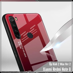 Ốp lưng Xiaomi Redmi Note 8 gương cứng 2 màu Gradient Ver 2 , viền TPU dẻo đen