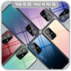 Ốp lưng cho Xiaomi Redmi Note 11S 5G - Poco M4 Pro 5G gương cứng 2 màu Gradient Ver 2 , viền TPU dẻo đen