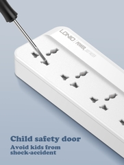 Ổ cắm điện LDNIO SC5415, 5 lỗ cắm + 3 USB-A & 1 USB-C (20W), sạc nhanh PD & QC 3.0, dây dài 200CM, đầu ghim EU 2 chấu tròn - Hàng nhập khẩu