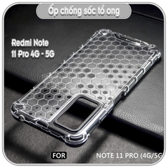 Ốp chống sốc Redmi Note 11 - 11S 4G - 11 Pro 4G & 5G - 11T Pro, tổ ong PC trong không ố vàng, viền TPU dẻo đen